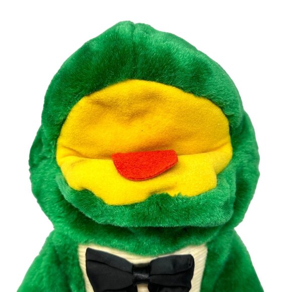Vintage Dakin Green Frog Hand Puppet With Tuxedo Bow Tie 12 Inch 1985 80s Toy - Picture 3 of 10